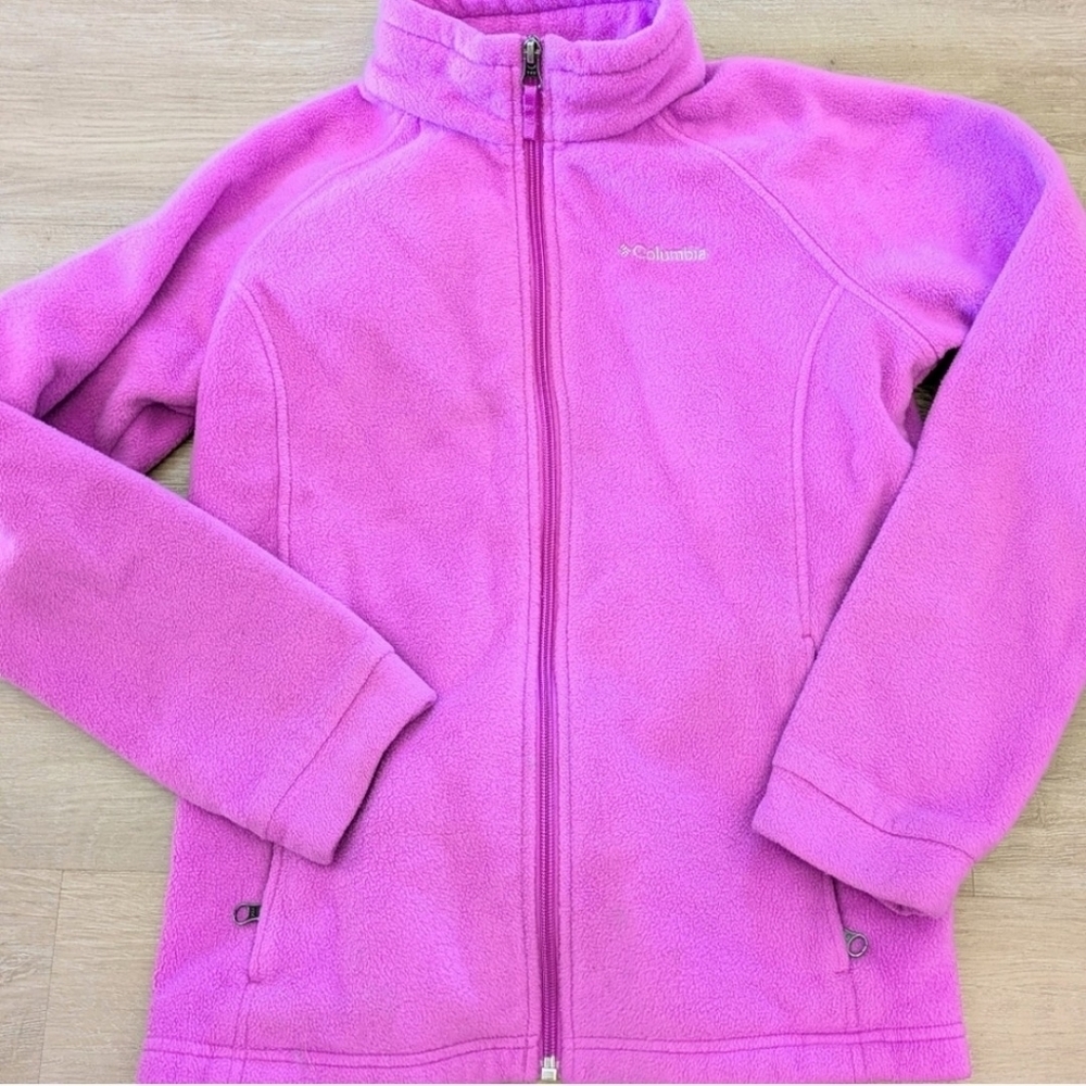 Columbia Girl's Large Zip Up Fleece Purple Jacket - Picture 3 of 5